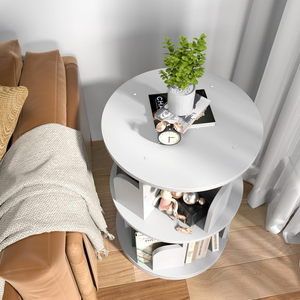 26,6 pollici bianco 360 °   Libreria Girevole, <span class=keywords><strong>Scaffale</strong></span> <span class=keywords><strong>Rotondo</strong></span> Stretto con 2 Ripiani per Spazi Ristretti - Product Image 4