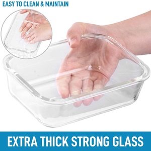 Lớn 5 Gói Thủy Tinh Lưu Trữ <span class=keywords><strong>Container</strong></span> Với Nắp Đậy-36 Oz Thủy Tinh Thực Phẩm Lưu Trữ <span class=keywords><strong>Container</strong></span> Với Nắp Đậy Kín Snap Khóa - Product Image 3