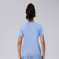 Atasan Jaring Leher Bulat untuk Olahraga Musim Semi dan Musim Panas untuk Yoga, Kebugaran, Lari, Kaos Olahraga Lengan Pendek, Atasan Yoga Gym