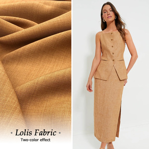 Tissu 100% polyester à effet bicolore, tissu tissé Lolis, extensible dans quatre sens, tissu Loris en spandex pour vêtements et robes pour femmes - Product Image 1