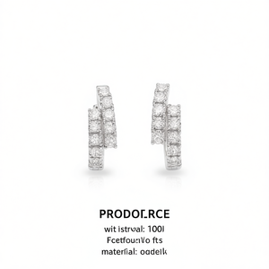 Orecchini a Cerchio E4218 in Oro Bianco con Diamanti Incastonati, Design Geometrico di Lusso, Gioielli Raffinati da Donna - Product Image 1