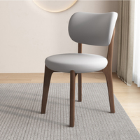 Nordischer Moderner Minimalistischer Massivholz-Esszimmerstuhl mit Lederpolsterung für Zuhause, Café, Hotel und Arbeitszimmer