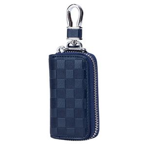 BOSHIHO กระเป๋าใส่กุญแจรถลายรูปสี่เหลี่ยมขนมเปียกปูนสำหรับผู้ชายและผู้หญิง ซิปหนัง กระเป๋าใส่กุญแจรถ - Product Image 1