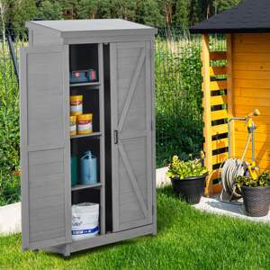 DB 68 Inches <b>Tall</b> Outdoor <b>Storage</b> Cabinet with Metal Top Eco-Friendly <b>Garden</b> <b>Storage</b> Shed for Yard and Patio Steel Frame - Product Image 1
