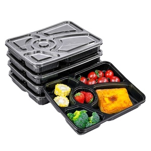 Recipientes Rectangulares para Preparación de Alimentos, Libres de BPA, de PP, con Compartimentos Grandes, Aptos para Microondas, para Sopa Congelada, Negros Transparentes - Product Image 1