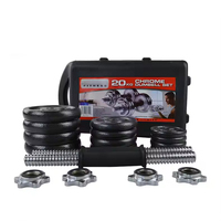 YX Ensemble d'haltères et de barres réglables chromées 15kg 20kg 30kg, vente chaude