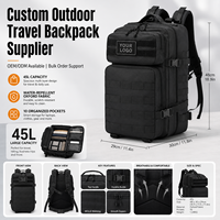 Sac à Dos Tactique Oxford 900D 45L Faible MOQ avec Pochette Molle, Sac d'Assaut pour Camping, Sac à Dos Tactique Randonnée OEM
