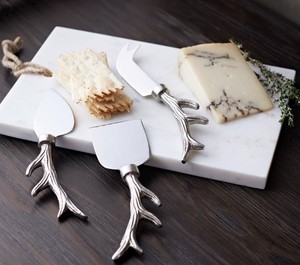 Juego de cuchillos de queso de 3 piezas de Metal hechos a mano de la mejor venta con mango de asta texturizado para boda fiesta restaurante Hotel - Product Image 3