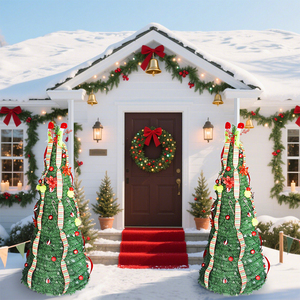 Árbol de Navidad Artificial <span class=keywords><strong>Decorado</strong></span> de 180 cm <span class=keywords><strong>con</strong></span> Adornos de Listón Preiluminado, Decoración Navideña para el Hogar - Product Image 1