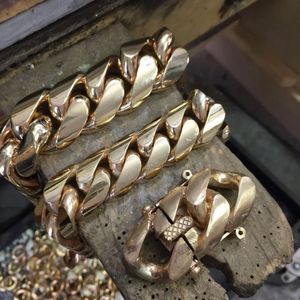 Gioielli fatti a mano artigianali italiani Hip Hip 15mm 14K bracciale a maglia cubana Miami in oro giallo massiccio reale per uomo - Product Image 6