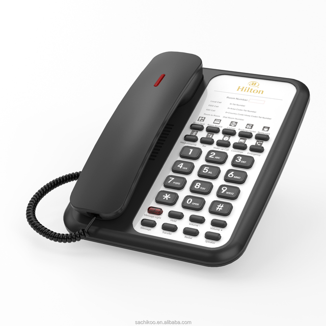 Hotel Guest Room Mini Corded Phone One Touch Desktop Analog Model OEM Factory Direct China Manufacturer Moistureproof Voice Mail