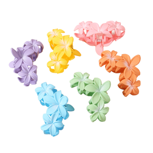 Pinces à cheveux fleuries colorées pour femmes, pinces vintage en forme d'œuf et pinces requin latérales, jolies épingles à cheveux fleuries en plastique - Product Image 1