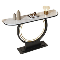 Nouvelle table console longue et étroite en métal de luxe, style nordique moderne, base sur piédestal, pour salon, chambre, hôtel