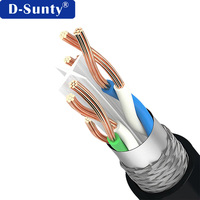 Câble Ethernet D-sunty personnalisé Cat6a OFC 26AWG/23AWG 10 Gbit/s double blindage RJ45 pour CCTV