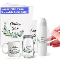 Papier transfert à l'eau pour imprimante laser, transparent blanc, format A4, pour mugs DIY, décalcomanies sur verre, faux cils, shampoing, logo personnalisé résistant à l'eau