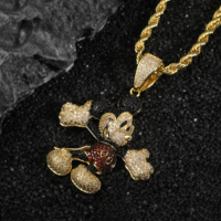 Pendentif Souris Mignonne en Laiton Plaqué Or 14 carats avec Zircon, Bijou Hip Hop Iced Out pour Hommes – Vente Flash
