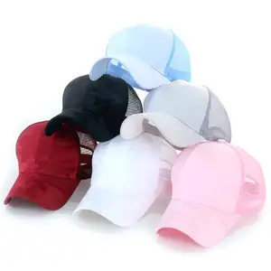 S13 인기있는 단색 야구 모자 후면 개방 말꼬리 모자 사용자 정의 야구 모자 메쉬 양산 모자