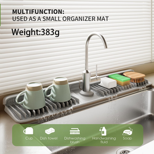 Tapis de protection pour robinet d'évier de cuisine, 24 pouces, en silicone, anti-éclaboussures, 7 ° Tapis de robinet auto-drainant à séchage rapide et à drainage rapide pour un rangement impeccable - Product Image 1