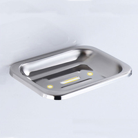 Support mural en acier inoxydable pour porte-savon de salle de bain, usage hôtelier, avec drain, design moderne, un seul niveau, prix réduit, vente en gros