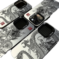 Étui de téléphone pour homme en TPU+PC mat avec motif animal, peinture UV, avec étui pour 11/12/13/14/15/16 Pro/Max, coque souple