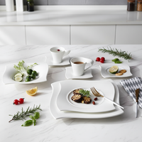 Assiette en porcelaine blanche PITO, service de table de luxe en porcelaine blanche, vaisselle en céramique pour hôtel et restaurant