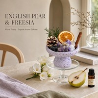 Coffret Cadeau de Remerciement en Gros – Boîte Noire avec Ornement Violet et Diffuseur d'Arômes en Cristal Rose – Cadeau de Noël et de Thanksgiving