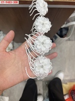 Dentelle Guipure de Luxe Blanche Durable avec Broderie Florale 3D pour Décoration de Robe, Bordure en Dentelle Perlée Soluble dans l'Eau