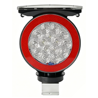Balise d'avertissement solaire ronde d'usine, clignotement synchrone GPS, lumière d'avertissement de barrière routière bicolore rouge et blanc