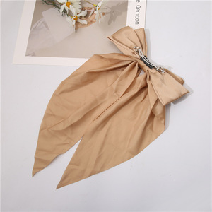 Jepit Rambut Pita Besar Gaya Korea untuk Wanita, Tenun Tangan dari Satin Chiffon Warna Solid, Pita Panjang - Aksesoris Rambut Trendi dan Serbaguna, Cocok untuk Hadiah - Product Image 4