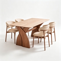 Ensemble de table et de chaises de salle à manger rectangulaires en bois massif de style nordique moderne avec pieds stables pour 6 personnes