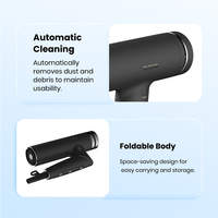Sèche-cheveux ionique pliable de voyage, efficace et durable, avec diffuseur, noir, moteur BLDC haute vitesse 110 000 tr/min, 1500 W, 3 vitesses/3 températures