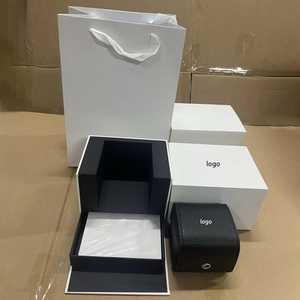 Coffret de luxe noir en cuir pour montres, boîte d'emballage complète avec logo, étuis et boîtes de voyage pour montres homme et femme - Product Image 3