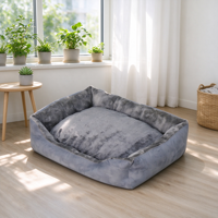 Lit pour chien en peluche lavable, lit pour animaux de compagnie avec coussin amovible, fond antidérapant pour chats et petits chiens
