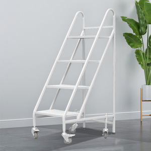 Carrito de Libros Metálico para Biblioteca con 3 Estantes Planos y Ruedas Giratorias con Bloqueo - Product Image 5