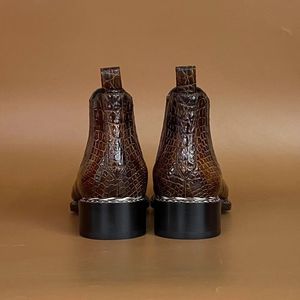 Botas Chelsea de Piel de Cocodrilo 100% Genuinas para Hombre, Botas de Tobillo Hechas a Mano con Suela Goodyear para Negocios, Fiestas y Bodas - Product Image 1