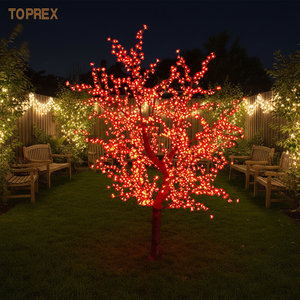 Décoration de Pâques TOPREX, arbre à fleurs de <span class=keywords><strong>cerisier</strong></span> rouge à <span class=keywords><strong>LED</strong></span> de 2,5 m et éclairage de jardin multicolore pour le festival du printemps, les vacances, les événements en plein air - Product Image 1