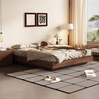 Lit plateforme en bois massif sans tête de lit, design moderne minimaliste écologique, lit double avec rangement pour petits appartements