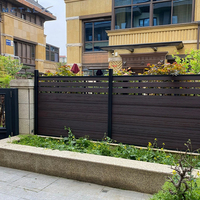 Clôture de jardin en aluminium composite de 6 pieds de haut avec panneau à lattes horizontales Clôture extérieure privée en WPC