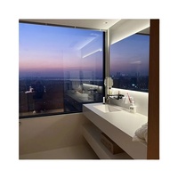 Maßgefertigte Boden-bis-Decke Badezimmerfenster Schlanke Aluminiumlegierung Klares Sichtschutzglas Zeitgenössisches Design Schlafzimmer Hochhaus