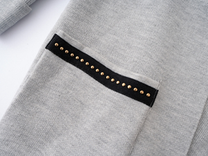 <span class=keywords><strong>Cardigan</strong></span> Lungo da <span class=keywords><strong>Donna</strong></span> in Maglia Grigia con Bordo Decorato a Borchie, Cappotto Casual per Stratificazione - Product Image 6