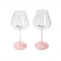 Verre à vin en cristal exclusif pour femmes, dégradé rose bordeaux, fond concave, grand modèle, vente en gros usine