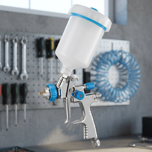 Pistolet à air comprimé FERVI A901A à alimentation par gravité avec réservoir de 600 ml, pression de 2-3 bars, buse de 1/4 pouce, débit de 200-380 ml/min - Product Image 3