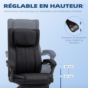 Sedia <span class=keywords><strong>da</strong></span> <span class=keywords><strong>Ufficio</strong></span> Girevole Vintage di Lusso in Pelle PU e Tessuto PVC, <span class=keywords><strong>Poltrona</strong></span> Direzionale con Poggiapiedi, Set Scrivania e Sedia <span class=keywords><strong>da</strong></span> <span class=keywords><strong>Ufficio</strong></span> - Product Image 3