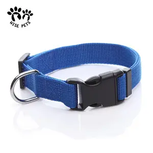 Wholesale Pet Supplier Solid Color Daily Walking Soft Basic Nylon Pet Collars & Leashes Dog Training Traffic Leading Collar