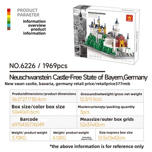 Blocs de construction en plastique ABS à petites particules Vanger Allemagne Bavière Neuschwanstein, jouets éducatifs, vente en gros, 14 ans et plus, à assembler - Product Image 2