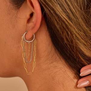 G4762 Wholesale Stainless Steel 3 Layers <b>Chain</b> Tassel <b>Earrings</b> Hoop <b>Earrings</b> for Women Fashion Minimalist <b>Earrings</b> - Product Image 1