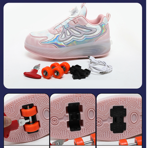 Zapatos <span class=keywords><strong>de</strong></span> Patinaje con <span class=keywords><strong>Ruedas</strong></span> Deformables <span class=keywords><strong>de</strong></span> <span class=keywords><strong>4</strong></span> <span class=keywords><strong>Ruedas</strong></span> para Mujer, 2 en 1, Patineta, Moda, Cuero Genuino, Zapatos Deportivos con <span class=keywords><strong>Ruedas</strong></span> - Product Image 6