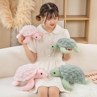 Vente en gros de jouets en peluche ours rose tortue verte avec logo personnalisé coussin dorsal oreiller animal de mer figurine en peluche peluche