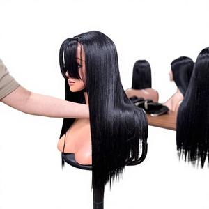 Hot Selling Virgin Hair Closure <b>Wig</b> 2x6 for Lace Transparent 180% Density <b>Long</b> <b>Wigs</b> Natural Black Color for Women Wholesale - Product Image 1