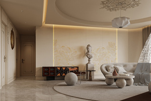 Pintura Decorativa Impresa en 3D, Arte de Pared en Relieve Dorado Minimalista Moderno, Murales de Papel Tapiz Originales y Exquisitos para Sala de Estar - Product Image 3